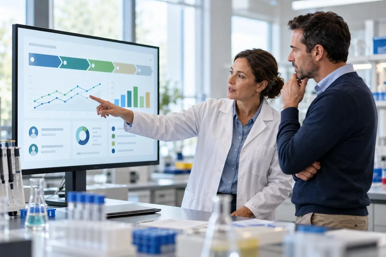 Scientists Analyzing Research Data